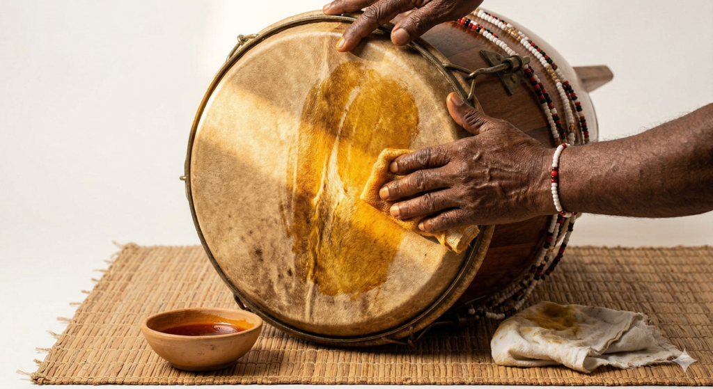 O Guia Definitivo dos Atabaques e da Curimba: História, Mistérios e a Missão Sacerdotal do Ogã. TROCA DO COURO 1024x559